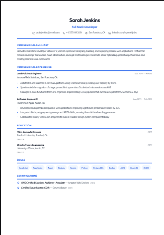 Professional ATS resume template for freshers